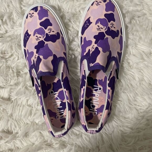 Ripndip purple camo lord nermal cat flipping off meme loafer skater shoe size 5 - Picture 2 of 10